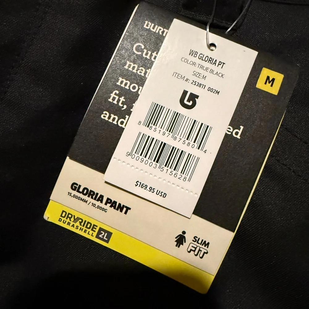 NWT Burton Gloria Snowboard / Ski Pants - Slim Fit - True Black - M - Picture 3 of 3